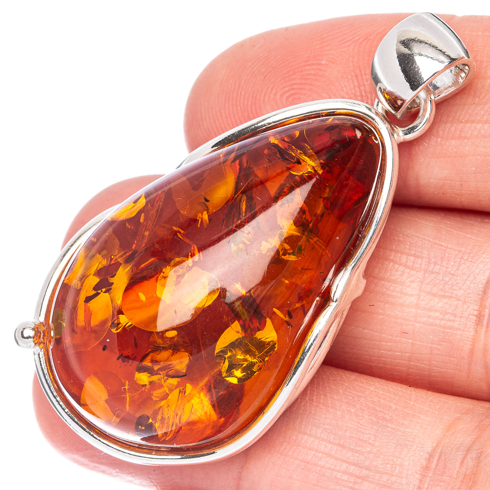 Ana Silver Co Baltic Amber Pendant 1 7/8" (925 Sterlnig Silver)
