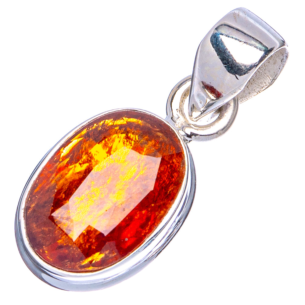 Rare Hessonite Garnet Pendant 7/8" (.925 Sterling Silver)