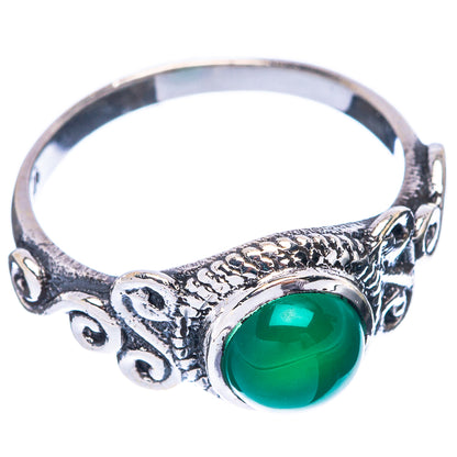 Green Onyx Dainty Ring Size 7.75 (925 Sterling Silver) R5876