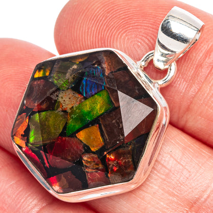 Ammolite Pendant 1 1/4" (925 Sterling Silver) P40436