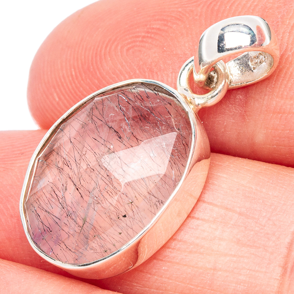 Tourmalinated Quartz Pendant 1 1/8" (925 Sterling Silver) P44439