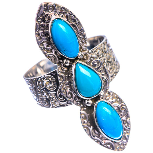 Large Sleeping Beauty Turquoise 925 Sterling Silver Ring Size 10