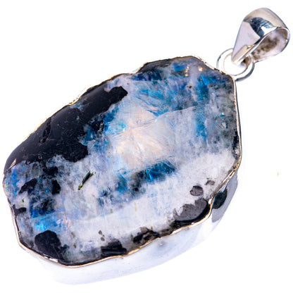 Raw Rainbow Moonstone Pendant 1 7/8" (925 Sterling Silver) P39248