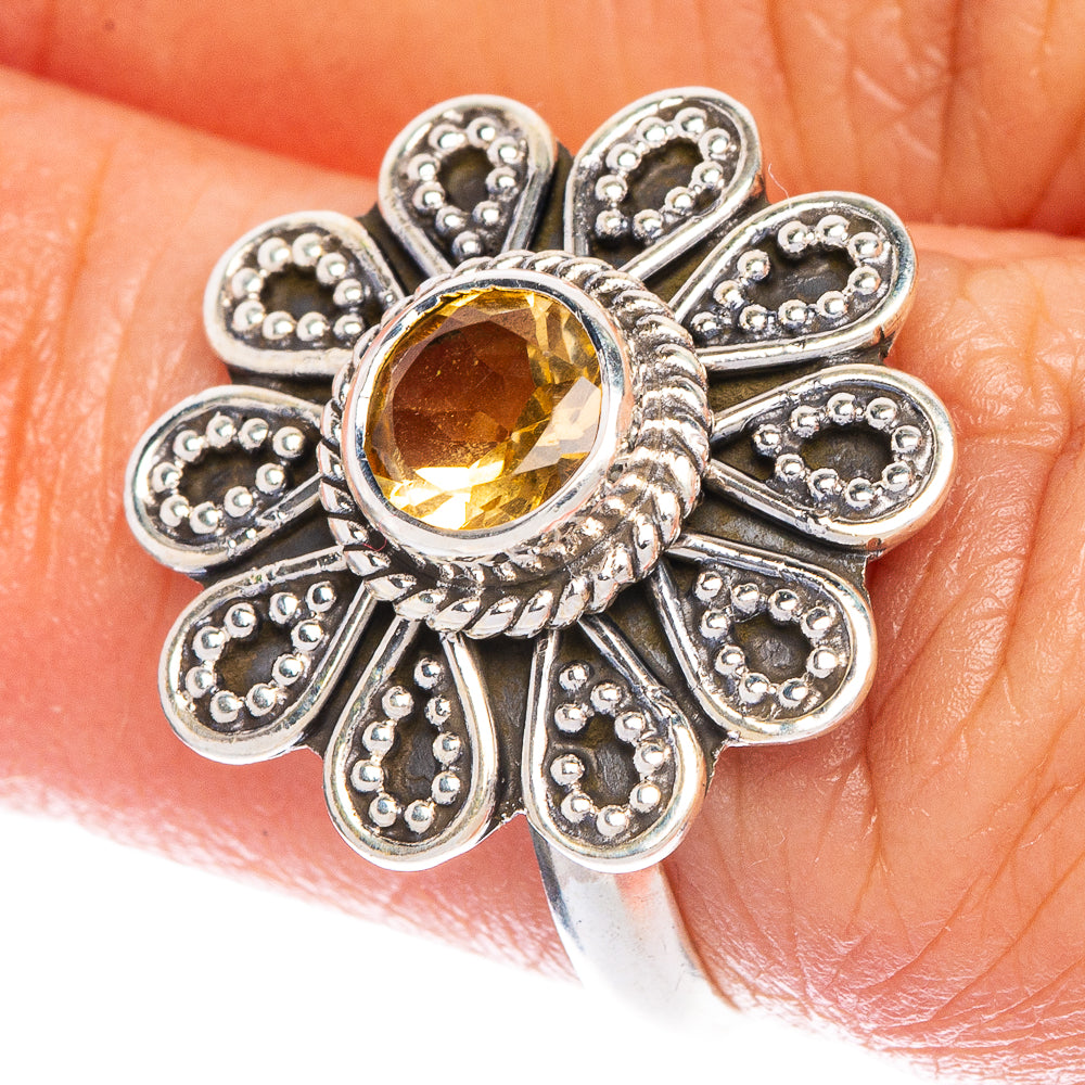 Faceted Citrine Dainty Ring Size 6.5 (925 Sterling Silver) R147062