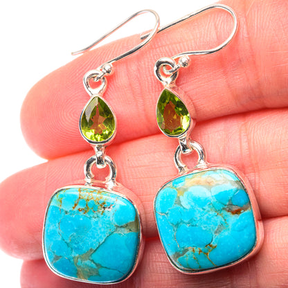 Chrysocolla, Peridot Earrings 1 3/4" (925 Sterling Silver) EARR432151