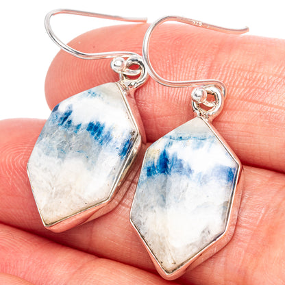 Blue Scheelite Earrings 1 3/8" (925 Sterling Silver) E1119