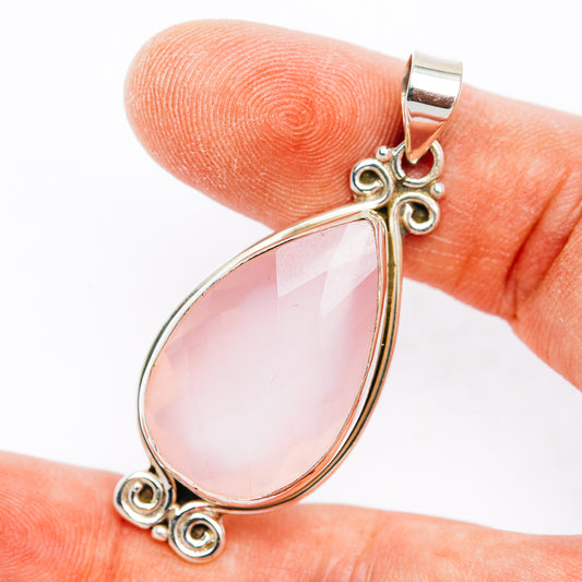 Premium Rose Quartz Pendant 1 7/8" (.925 Sterling Silver)