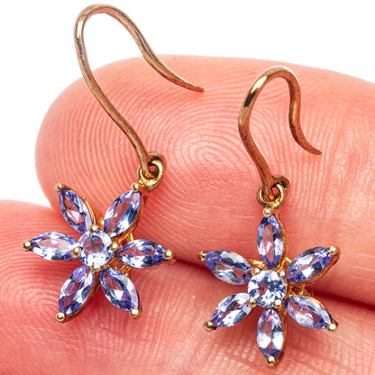 10k Gold Faceted Tanzanite Earrings 1 1/8" (925 Sterling Silver) E433160