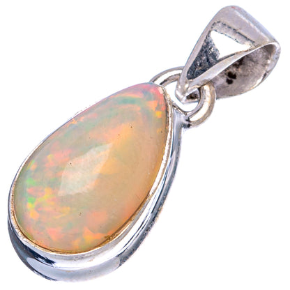 Oval opal pendant in 925 silver bezel with bail; multicolor rainbow fire