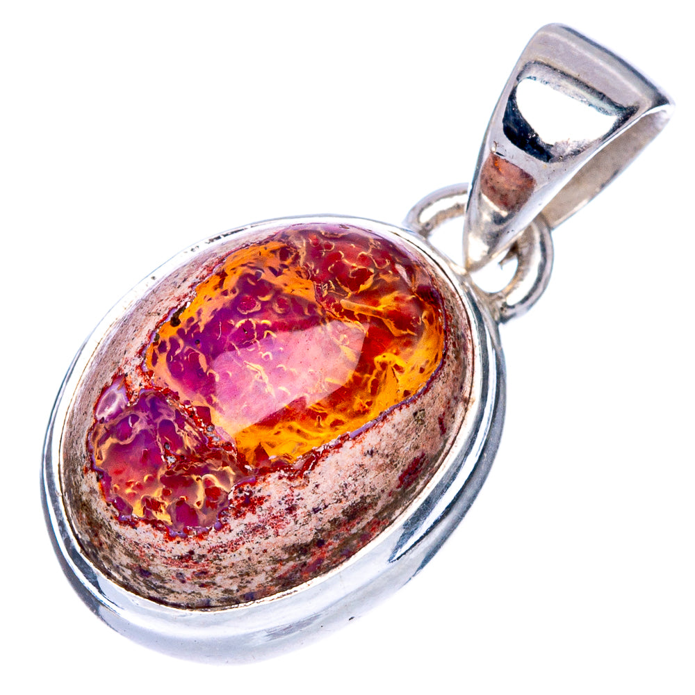 Rare Mexican Fire Opal Pendant 1" (925 Sterling Silver) P40632