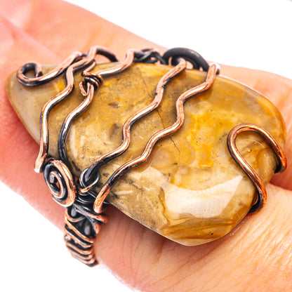 Petrified Palm Root  Wire Wrap Ring Size 4.5 (Oxidized Copper)