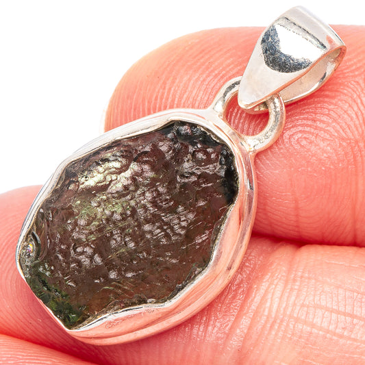Rare Moldavite Pendant 1 1/8" (925 Sterling Silver) P44270