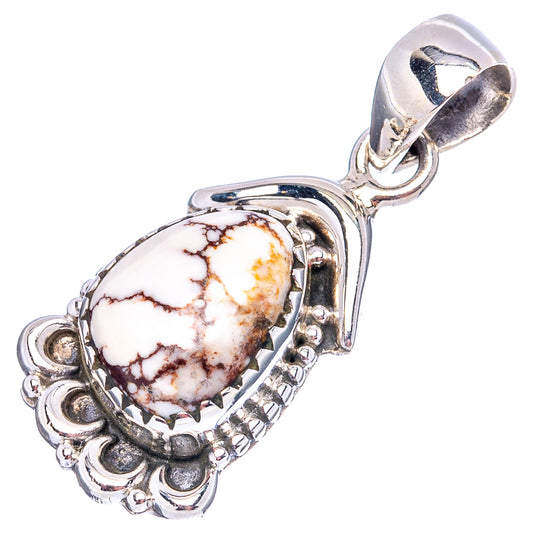 Wild Horse jasper pendant in .925 sterling silver, oval cabochon with ornate bezel setting