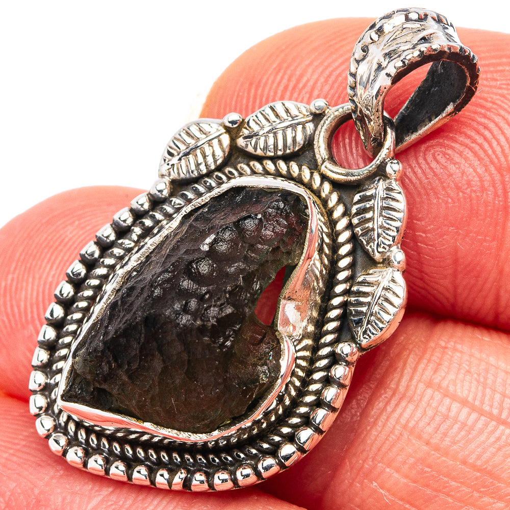 Rare Moldavite Pendant 1 1/4" (.925 Sterling Silver)