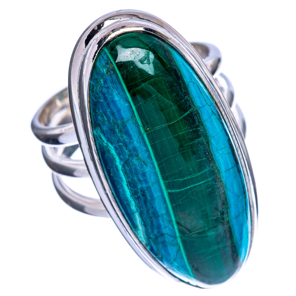 Large Malachite In Chrysocolla Ring Size 6 (925 Sterling Silver) R146475