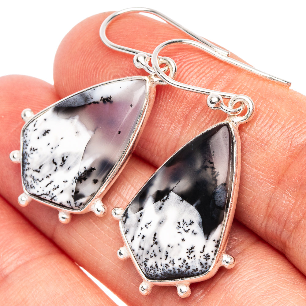 Dendritic Opal Earrings 1 1/2" (925 Sterling Silver) E2309