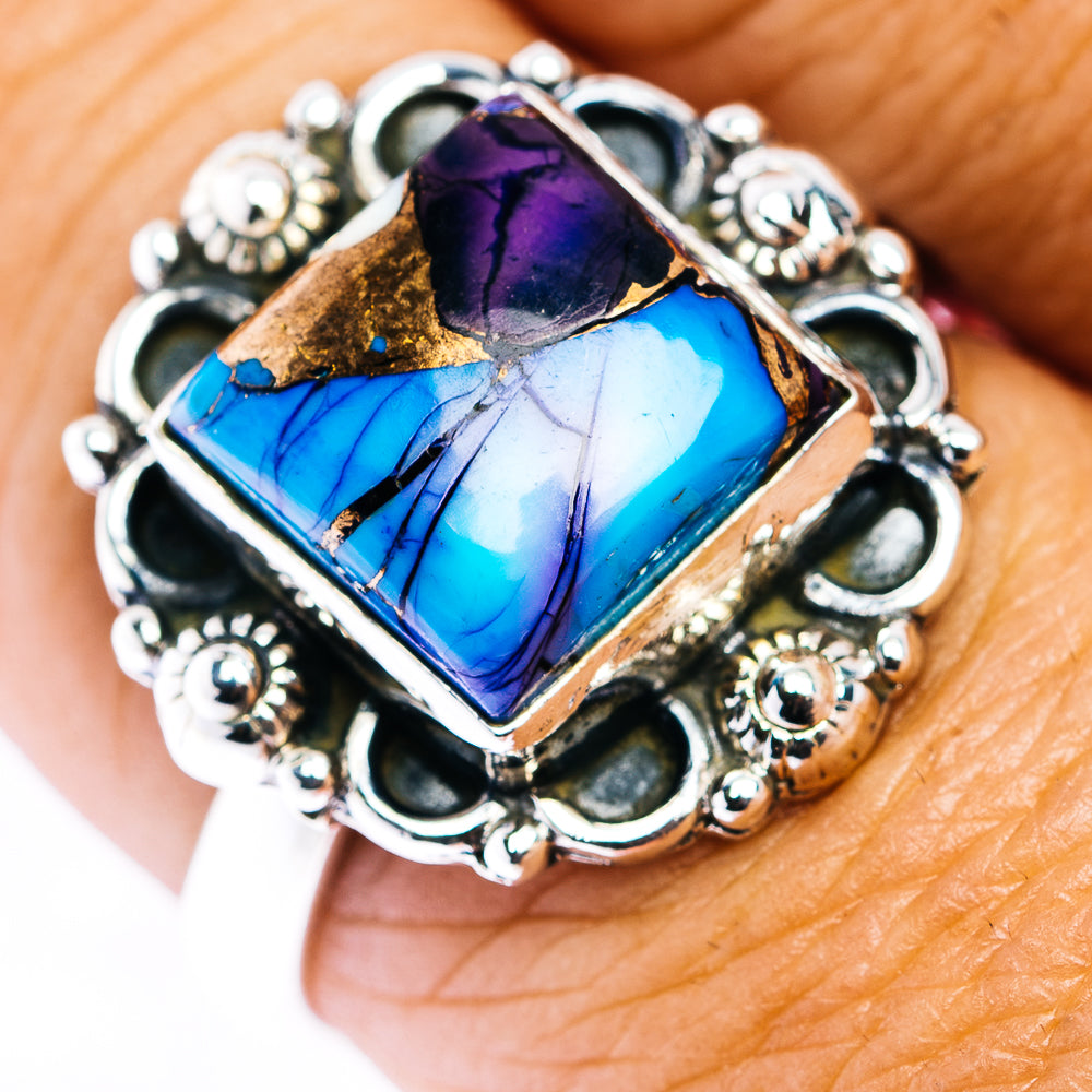 Violet Dahlia Turquoise Ring Size 9 (.925 Sterling Silver)