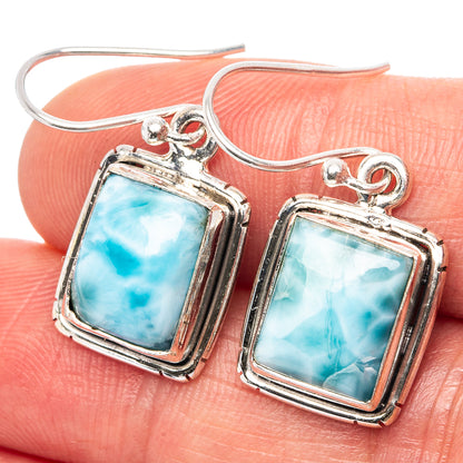 Rare Larimar Earrings 1 1/8" (.925 Sterling Silver)