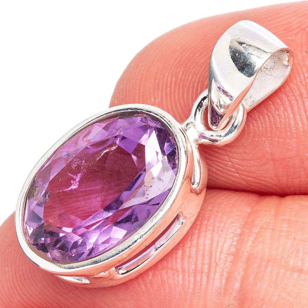 Faceted Amethyst Pendant 1 1/8" (925 Sterling Silver) P40573