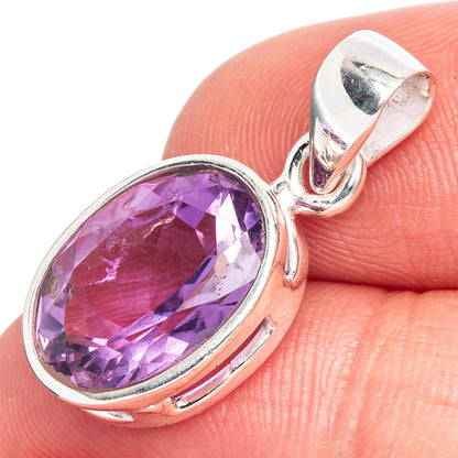 Faceted Amethyst Pendant 1 1/8" (925 Sterling Silver) P40573