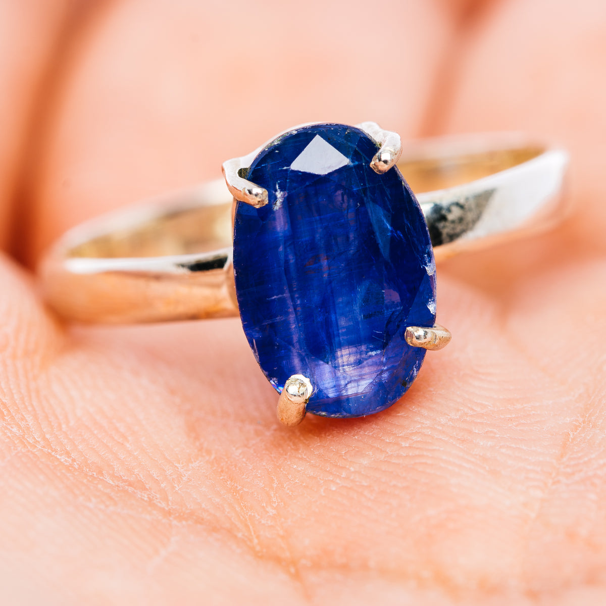 Faceted Kyanite Ring Size 9.75 (.925 Sterling Silver)
