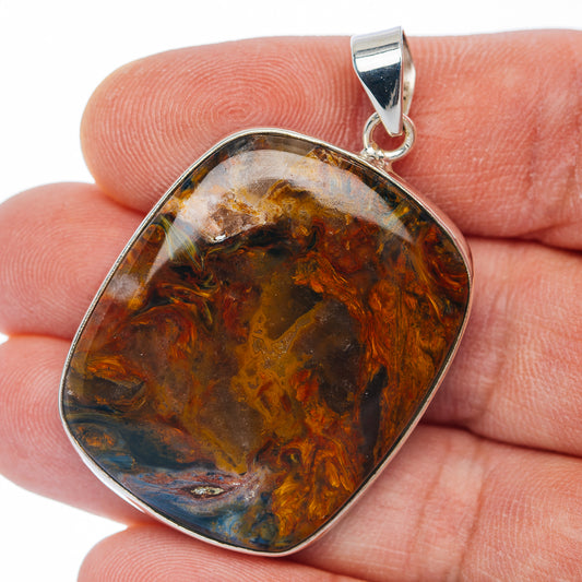 Premium Golden Pietersite Pendant 1 7/8" (.925 Sterling Silver)