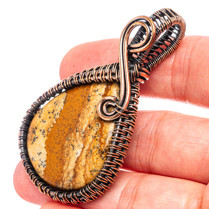 Picture Jasper Wire Wrap Pendant 2 3/8" (Oxidized Copper)