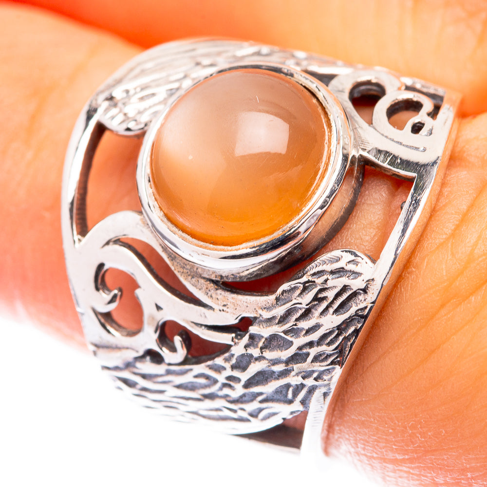 Peach Moonstone Ring Size 6.25 (925 Sterling Silver) R141311
