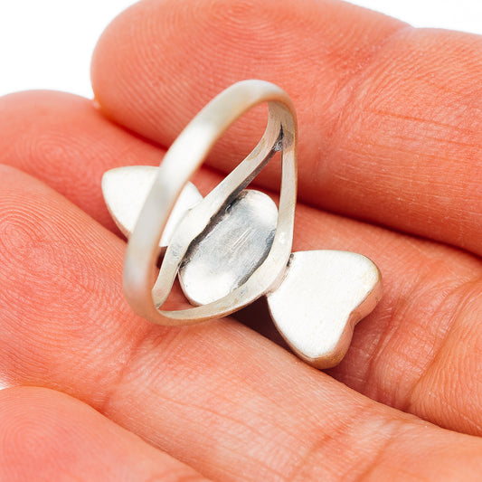Number 8 Mine Turquoise Heart, Kingman Turquoise, White Buffalo Turquoise Ring Size 8 (.925 Sterling Silver)