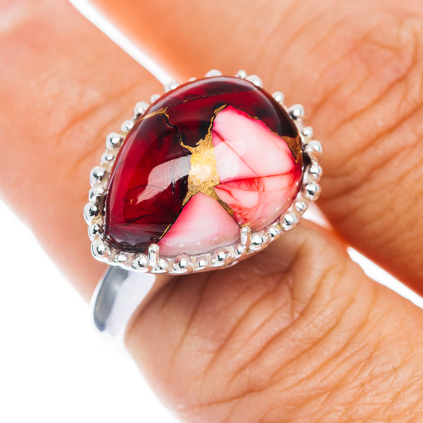 Exclusive Red Dahlia Mohave Turquoise Ring Size 7.5 (.925 Sterling Silver)