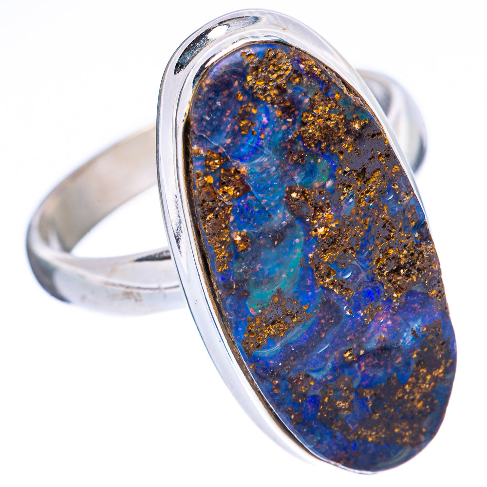 Rare Boulder Opal Ring Size 8.5 (925 Sterling Silver) R2232