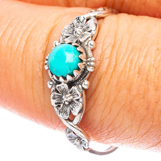 Value Arizona Turquoise Flower Ring Size 10 (925 Sterling Silver) R7210