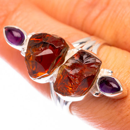 Raw Citrine, Amethyst 925 Sterling Silver Ring Size 7.5 (925 Sterling Silver) RING140323