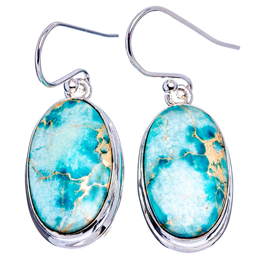 Pair of .925 sterling silver hook earrings with blue imperial jasper oval drops