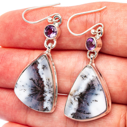 Sterling silver teardrop opal drop earrings with round amethyst stones
