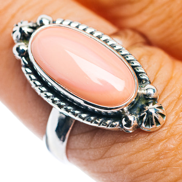 Premium Southwestern Style Pink Queen Conch Shell Ring Size 9 (.925 Sterling Silver)