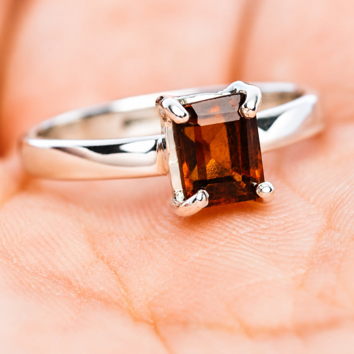Spessartite Garnet Ring Size 7 (.925 Sterling Silver)