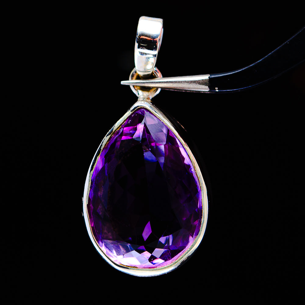 15.37ct Premium Faceted Amethyst Pendant 1" (.925 Sterling Silver)