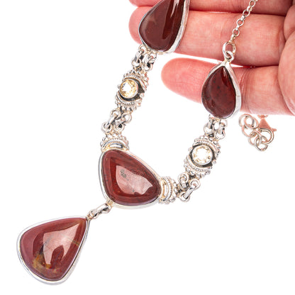 Bloodstone, Citrine Necklace 18 1/4" (925 Sterling Silver) N90090