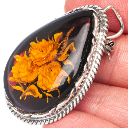 Ana Silver Co Baltic Amber Cameo Pin 1 1/2" (925 Sterlnig Silver)