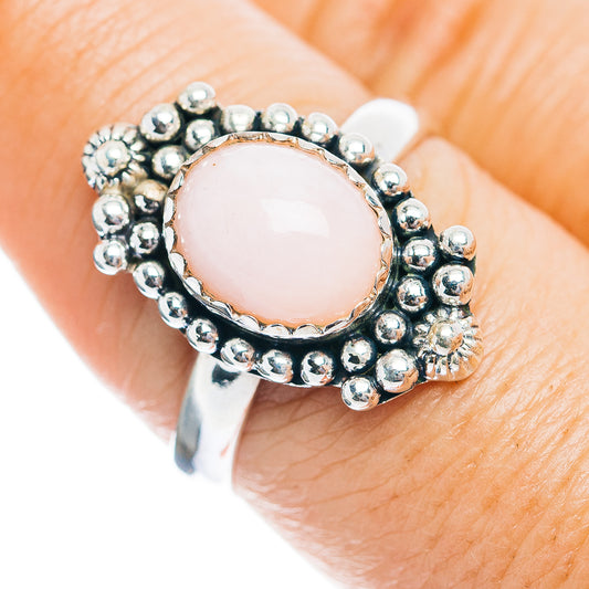 Southwestern Style Pink Opal Ring Size 8.75 (.925 Sterling Silver)