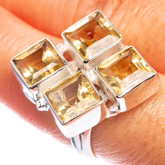 Large Faceted Citrine 925 Sterling Silver Ring Size 8.75