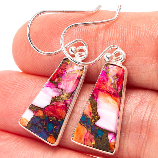 Multicolor rectangular dangle earrings with sterling silver hooks