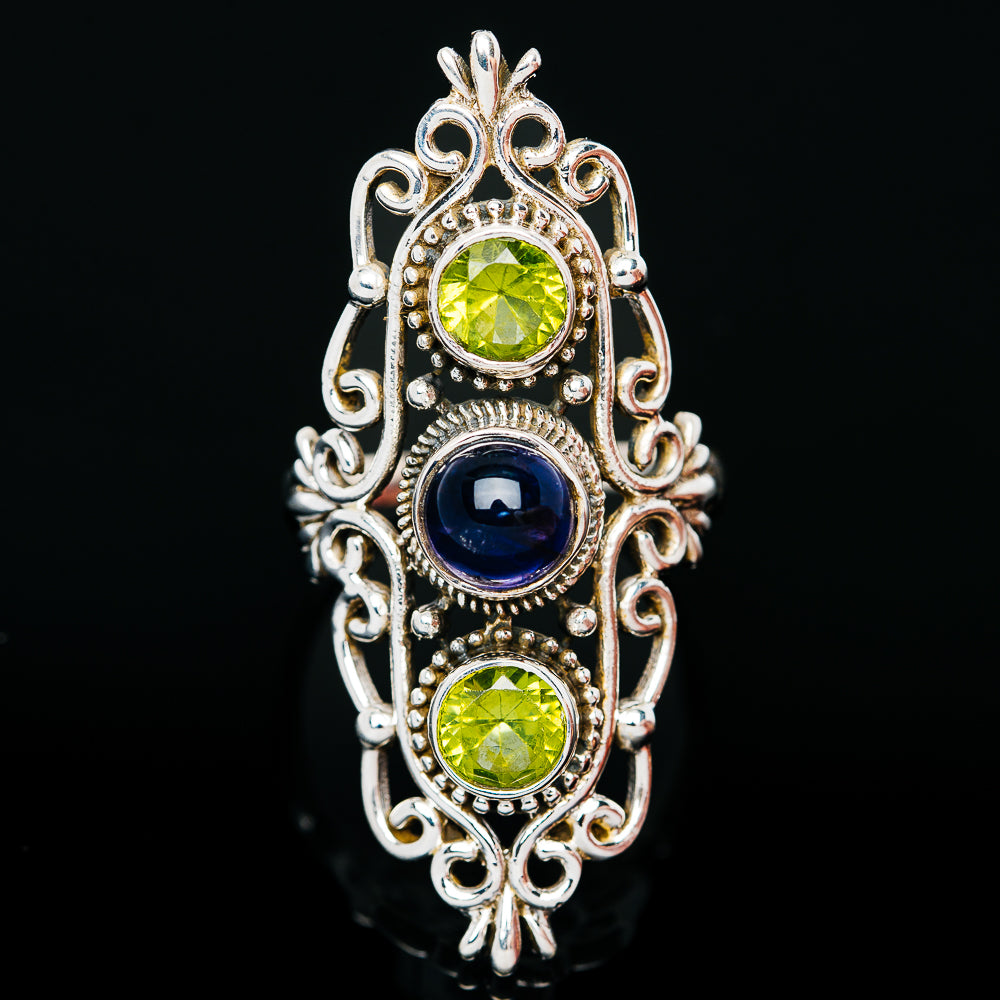 Premium Iolite, Peridot Ring (.925 Sterling Silver)