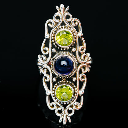 Premium Iolite, Peridot Ring (.925 Sterling Silver)