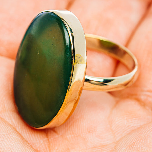 Nephrite Jade Ring Size 9 (German Silver)