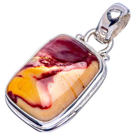 Mookaite pendant .925 sterling silver, oval stone with yellow, magenta and burgundy swirls
