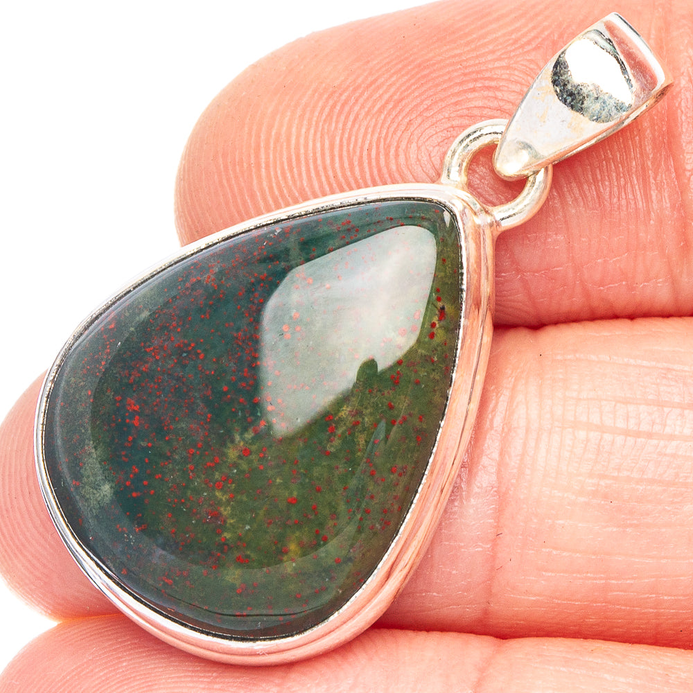 Bloodstone Pendant 1 3/8" (925 Sterling Silver) P43984