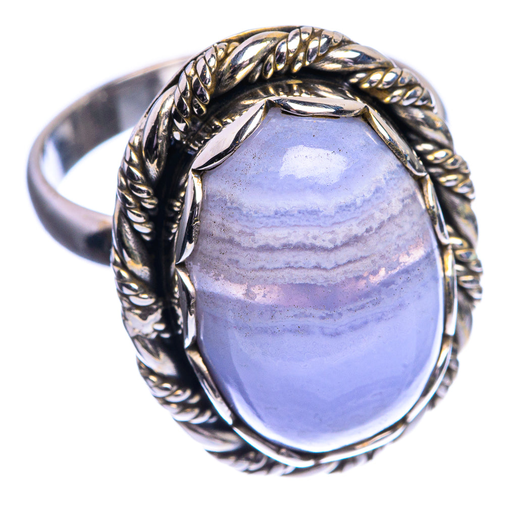 Blue Lace Agate Ring Size 8 (925 Sterling Silver) R144102