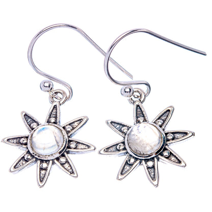 Rainbow Moonstone Flower Dainty Earrings 1 1/4" (925 Sterling Silver) E2080